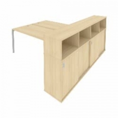 Рабочая станция с опорным шкафом-купе Рива Metal System Б.РС-СШК-4.5 Акация/Серый