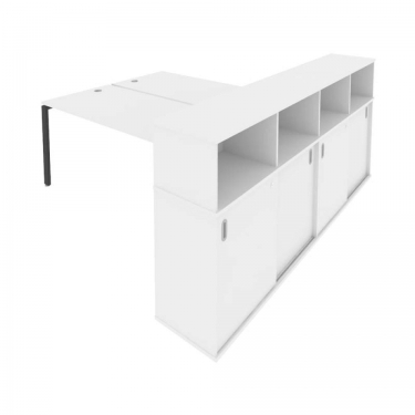 Рабочая станция с опорным шкафом-купе Рива Metal System Б.РС-СШК-4.5 Белый/Антрацит