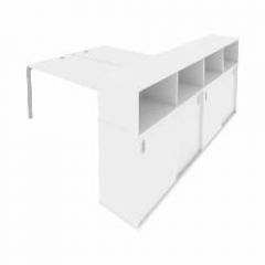 Рабочая станция с опорным шкафом-купе Рива Metal System Б.РС-СШК-4.5 Белый/Серый