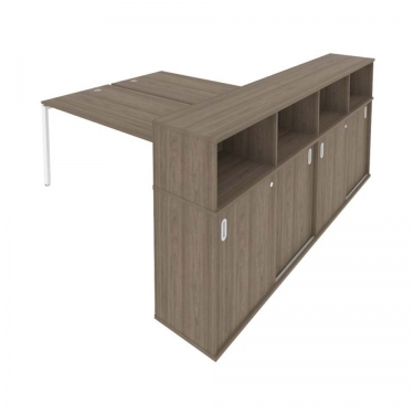 Рабочая станция с опорным шкафом-купе Рива Metal System Б.РС-СШК-4.5 Вяз/Белый