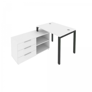 Рабочая станция на П-образном м/к с опорной тумбой левая Рива Metal System Б.РС-СТС-2.1 Л Белый/Антрацит