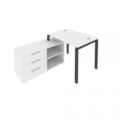 Рабочая станция на П-образном м/к с опорной тумбой левая Рива Metal System Б.РС-СТС-2.1 Л Белый/Антрацит