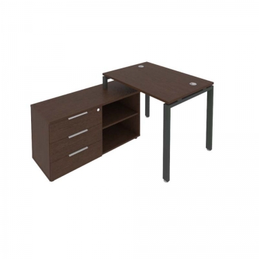 Рабочая станция на П-образном м/к с опорной тумбой левая Рива Metal System Б.РС-СТС-2.1 Л Венге/Антрацит