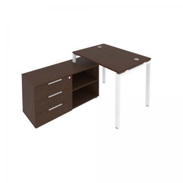 Рабочая станция на П-образном м/к с опорной тумбой левая Рива Metal System Б.РС-СТС-2.1 Л Венге/Белый