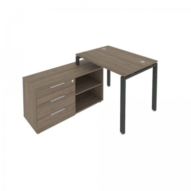 Рабочая станция на П-образном м/к с опорной тумбой левая Рива Metal System Б.РС-СТС-2.1 Л Вяз/Антрацит