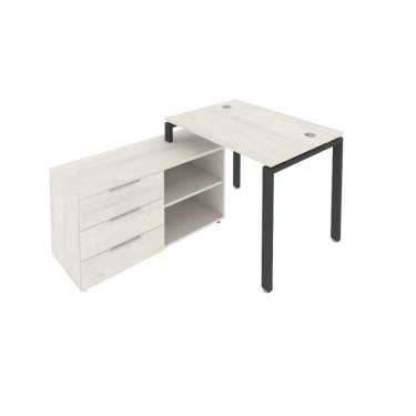 Рабочая станция на П-образном м/к с опорной тумбой левая Рива Metal System Б.РС-СТС-2.1 Л Наварра/Антрацит