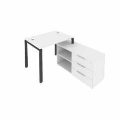 Рабочая станция на П-образном м/к с опорной тумбой правая Рива Metal System БП.РС-СТС-2.1 Пр Белый/Антрацит