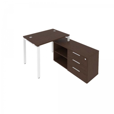 Рабочая станция на П-образном м/к с опорной тумбой правая Рива Metal System БП.РС-СТС-2.1 Пр Венге/Белый