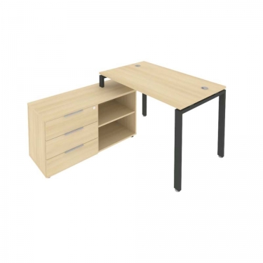 Рабочая станция на П-образном м/к с опорной тумбой левая Рива Metal System Б.РС-СТС-2.2 Л Акация/Антрацит