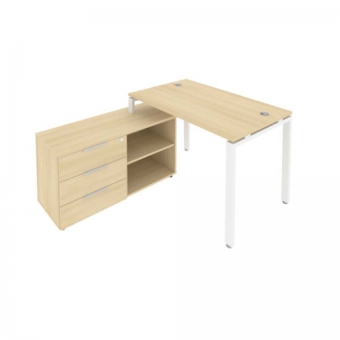 Рабочая станция на П-образном м/к с опорной тумбой левая Рива Metal System Б.РС-СТС-2.2 Л Акация/Белый