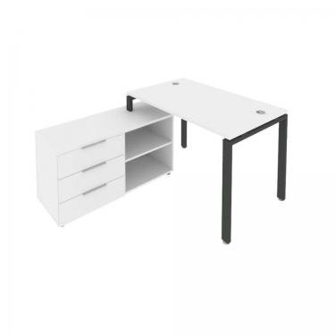 Рабочая станция на П-образном м/к с опорной тумбой левая Рива Metal System Б.РС-СТС-2.2 Л Белый/Антрацит