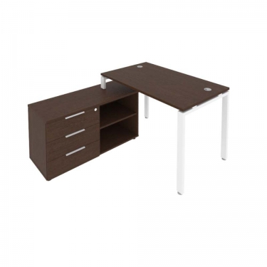 Рабочая станция на П-образном м/к с опорной тумбой левая Рива Metal System Б.РС-СТС-2.2 Л Венге/Белый