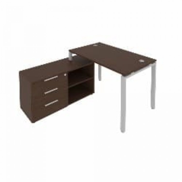 Рабочая станция на П-образном м/к с опорной тумбой левая Рива Metal System Б.РС-СТС-2.2 Л Венге/Серый