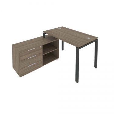 Рабочая станция на П-образном м/к с опорной тумбой левая Рива Metal System Б.РС-СТС-2.2 Л Вяз/Антрацит