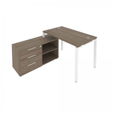 Рабочая станция на П-образном м/к с опорной тумбой левая Рива Metal System Б.РС-СТС-2.2 Л Вяз/Белый