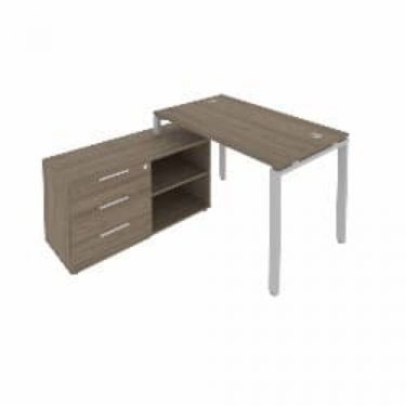Рабочая станция на П-образном м/к с опорной тумбой левая Рива Metal System Б.РС-СТС-2.2 Л Вяз/Серый