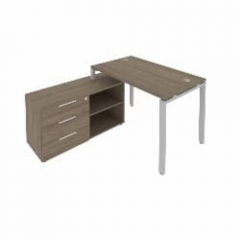 Рабочая станция на П-образном м/к с опорной тумбой левая Рива Metal System Б.РС-СТС-2.2 Л Вяз/Серый