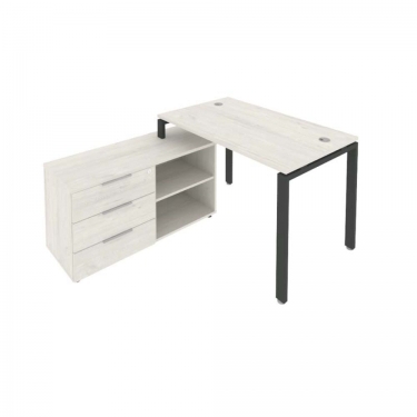 Рабочая станция на П-образном м/к с опорной тумбой левая Рива Metal System Б.РС-СТС-2.2 Л Наварра/Антрацит