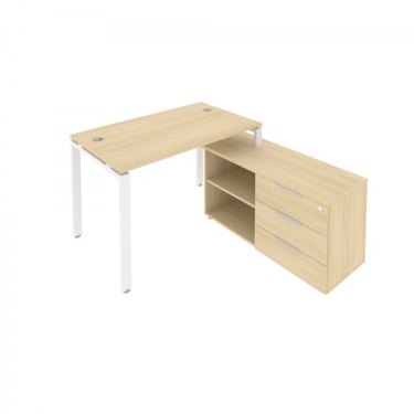 Рабочая станция на П-образном м/к с опорной тумбой правая Рива Metal System БП.РС-СТС-2.2 Пр Акация/Белый