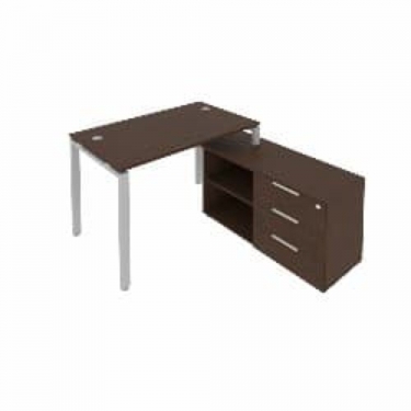 Рабочая станция на П-образном м/к с опорной тумбой правая Рива Metal System БП.РС-СТС-2.2 Пр Венге/Серый