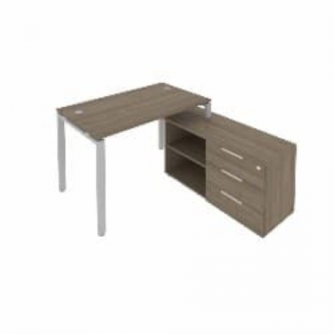 Рабочая станция на П-образном м/к с опорной тумбой правая Рива Metal System БП.РС-СТС-2.2 Пр Вяз/Серый