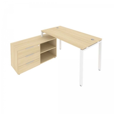 Рабочая станция на П-образном м/к с опорной тумбой левая Рива Metal System Б.РС-СТС-2.3 Л Акация/Белый