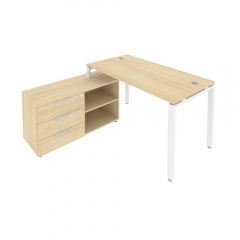 Рабочая станция на П-образном м/к с опорной тумбой левая Рива Metal System Б.РС-СТС-2.3 Л Акация/Белый
