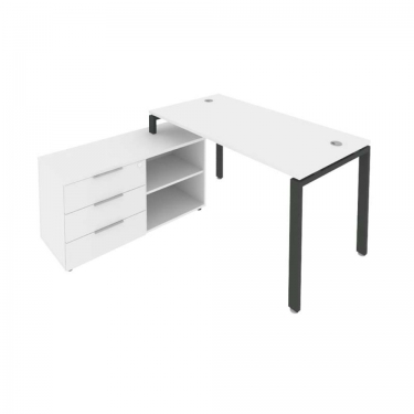 Рабочая станция на П-образном м/к с опорной тумбой левая Рива Metal System Б.РС-СТС-2.3 Л Белый/Антрацит