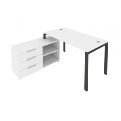 Рабочая станция на П-образном м/к с опорной тумбой левая Рива Metal System Б.РС-СТС-2.3 Л Белый/Антрацит