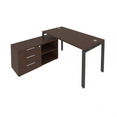 Рабочая станция на П-образном м/к с опорной тумбой левая Рива Metal System Б.РС-СТС-2.3 Л Венге/Антрацит