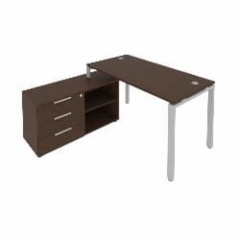 Рабочая станция на П-образном м/к с опорной тумбой левая Рива Metal System Б.РС-СТС-2.3 Л Венге/Серый