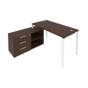 Рабочая станция на П-образном м/к с опорной тумбой левая Рива Metal System Б.РС-СТС-2.3 Л Вяз/Белый