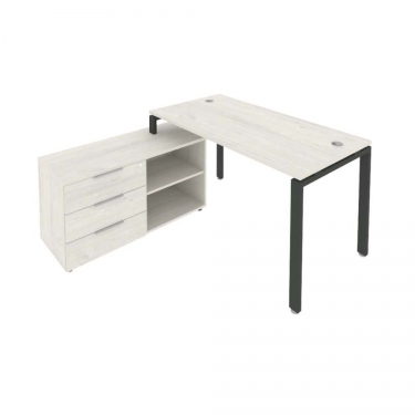 Рабочая станция на П-образном м/к с опорной тумбой левая Рива Metal System Б.РС-СТС-2.3 Л Наварра/Антрацит