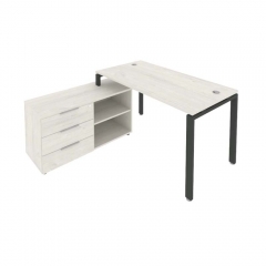 Рабочая станция на П-образном м/к с опорной тумбой левая Рива Metal System Б.РС-СТС-2.3 Л Наварра/Антрацит