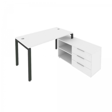 Рабочая станция на П-образном м/к с опорной тумбой правая Рива Metal System Б.РС-СТС-2.3 Пр Белый/Антрацит