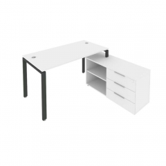 Рабочая станция на П-образном м/к с опорной тумбой правая Рива Metal System Б.РС-СТС-2.3 Пр Белый/Антрацит