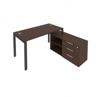 Рабочая станция на П-образном м/к с опорной тумбой правая Рива Metal System Б.РС-СТС-2.3 Пр Венге/Антрацит