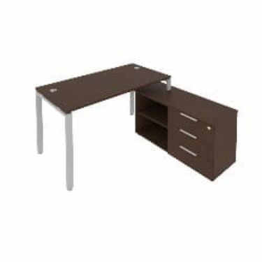 Рабочая станция на П-образном м/к с опорной тумбой правая Рива Metal System Б.РС-СТС-2.3 Пр Венге/Серый
