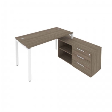 Рабочая станция на П-образном м/к с опорной тумбой правая Рива Metal System Б.РС-СТС-2.3 Пр Вяз/Белый