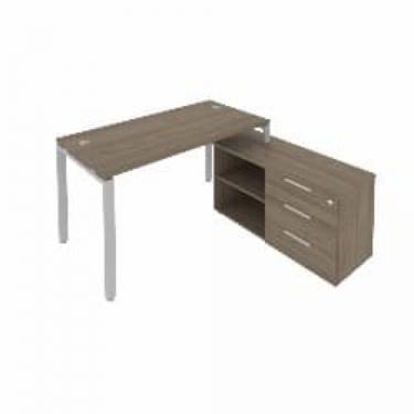 Рабочая станция на П-образном м/к с опорной тумбой правая Рива Metal System Б.РС-СТС-2.3 Пр Вяз/Серый