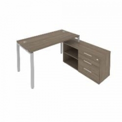 Рабочая станция на П-образном м/к с опорной тумбой правая Рива Metal System Б.РС-СТС-2.3 Пр Вяз/Серый