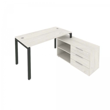 Рабочая станция на П-образном м/к с опорной тумбой правая Рива Metal System Б.РС-СТС-2.3 Пр Наварра/Антрацит