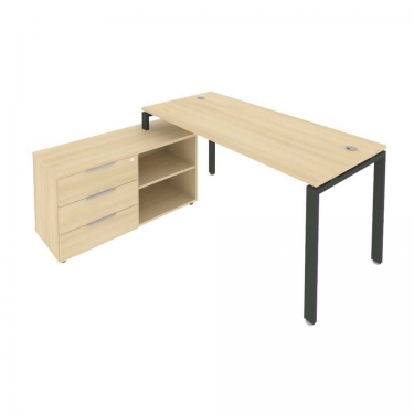 Рабочая станция на П-образном м/к с опорной тумбой левая Рива Metal System Б.РС-СТС-2.4 Л Акация/Антрацит