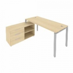 Рабочая станция на П-образном м/к с опорной тумбой левая Рива Metal System Б.РС-СТС-2.4 Л Акация/Серый