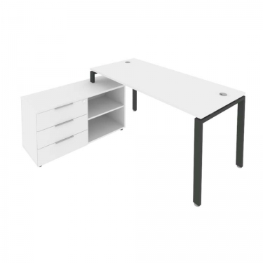 Рабочая станция на П-образном м/к с опорной тумбой левая Рива Metal System Б.РС-СТС-2.4 Л Белый/Антрацит