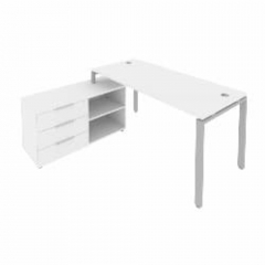 Рабочая станция на П-образном м/к с опорной тумбой левая Рива Metal System Б.РС-СТС-2.4 Л Белый/Серый