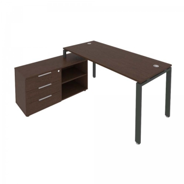 Рабочая станция на П-образном м/к с опорной тумбой левая Рива Metal System Б.РС-СТС-2.4 Л Венге/Антрацит