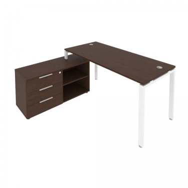Рабочая станция на П-образном м/к с опорной тумбой левая Рива Metal System Б.РС-СТС-2.4 Л Венге/Белый