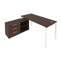 Рабочая станция на П-образном м/к с опорной тумбой левая Рива Metal System Б.РС-СТС-2.4 Л Венге/Белый