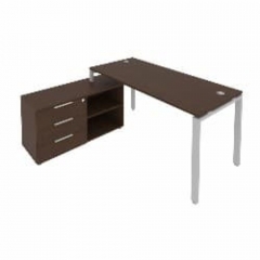 Рабочая станция на П-образном м/к с опорной тумбой левая Рива Metal System Б.РС-СТС-2.4 Л Венге/Серый